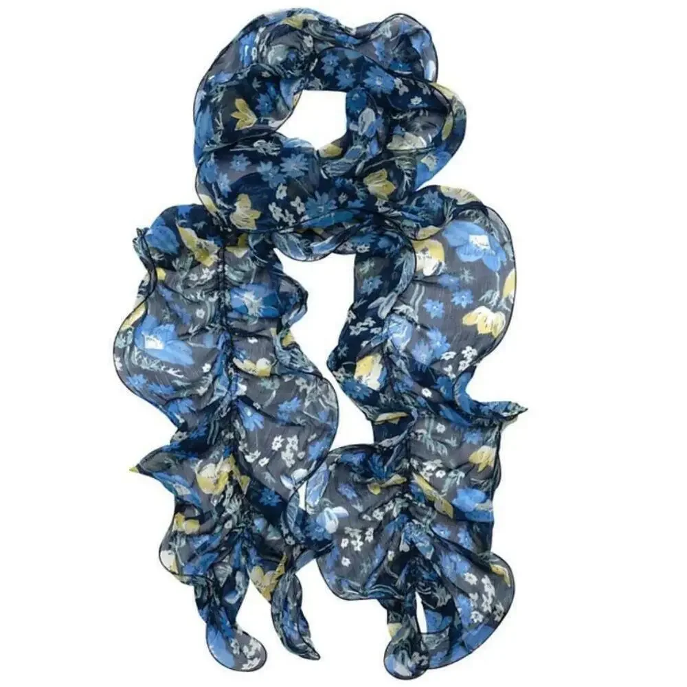 Ralph Lauren Women's Multicolor Blooming Floral Double Ruffle Scarf One Size